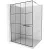 Mexen Kioto+ paroi de douche avec étagère Walk-in 130 x 200 cm, grille noire, chrome - 800-130-121-01-77