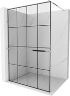 Mexen Kioto+ paroi de douche avec étagère Walk-in 130 x 200 cm, grille noire, chromé - 800-130-121-01-77