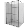 Mexen Kioto+ paroi de douche avec étagère Walk-in 140 x 200 cm, grille noire, chrome - 800-140-121-01-77