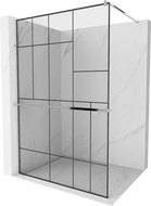Paroi de douche Mexen Kioto+ avec étagère Walk-in 70 x 200 cm, motif noir, chrome - 800-070-121-01-78