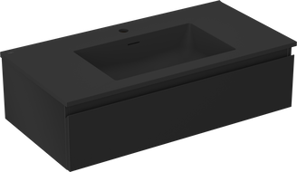 Mexen Orio armoire de salle de bain 90 cm avec lavabo Otis, 1 tiroir, noir mat - 91A10-09023-1-BF71-W18M71
