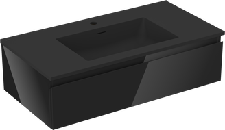 Mexen Orio armoire de salle de bain 90 cm avec lavabo Otis, 1 tiroir, noir brillant/noir mat - 91A10-09023-1-BF70-W18M71