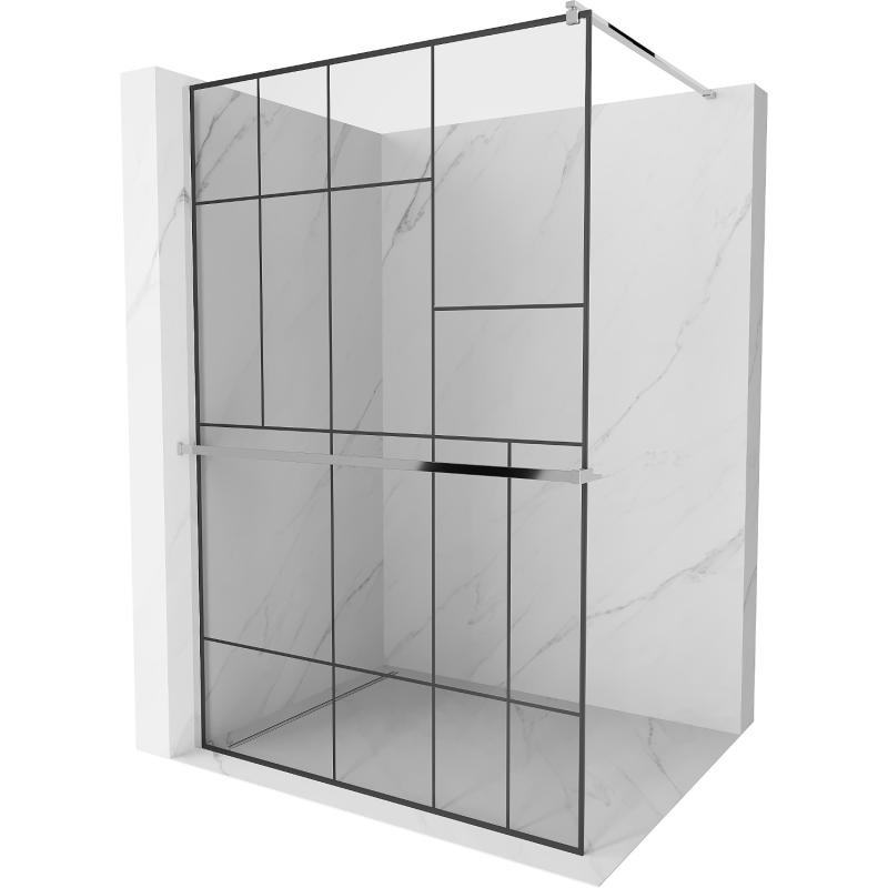 Mexen Kioto+ panneau de douche avec étagère Walk-in 80 x 200 cm, motif noir, chrome - 800-080-121-01-78