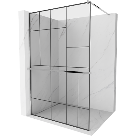 Mexen Kioto+ panneau de douche avec étagère Walk-in 80 x 200 cm, motif noir, chrome - 800-080-121-01-78
