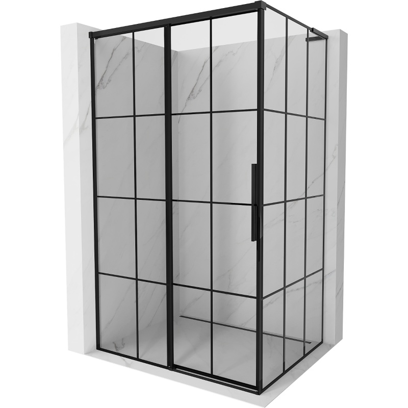 Mexen Rox L cabine de douche coulissante gauche 100 x 75 cm, grille noire, noir - 8C2L-100-075-70-77-L