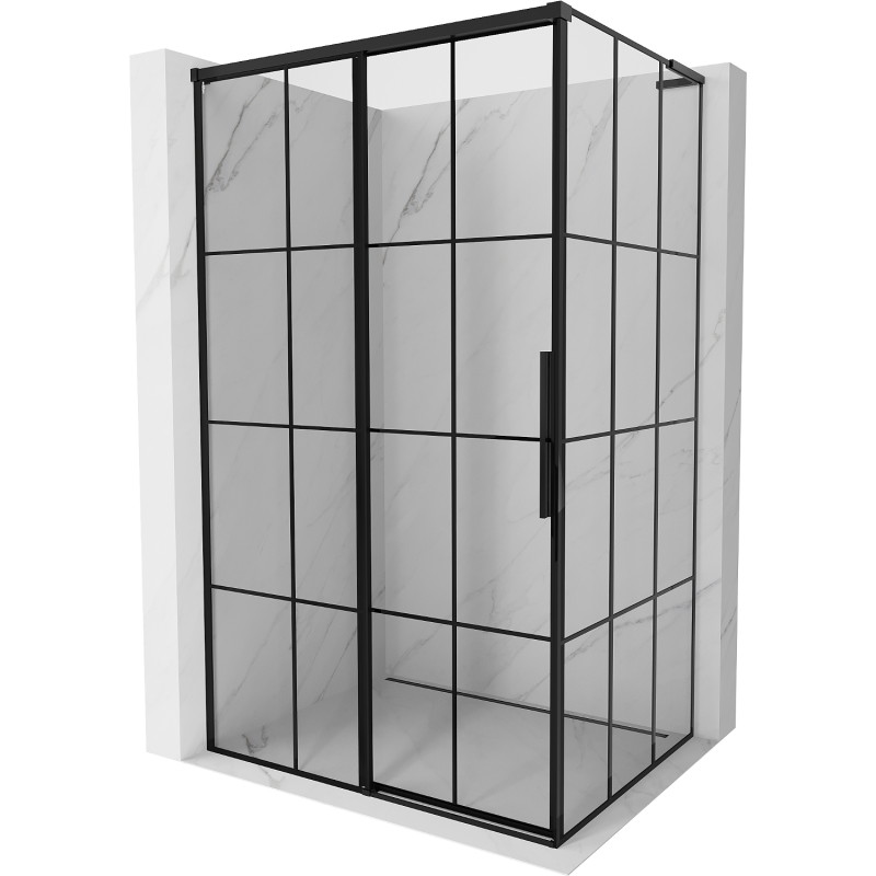 Mexen Rox L cabine de douche coulissante gauche 105 x 75 cm, grille noire, noire - 8C2L-105-075-70-77-L