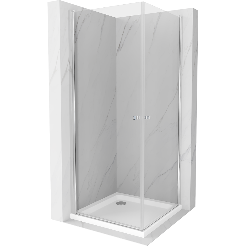 Mexen Pretoria Duo cabine de douche pivotante 70 x 70 cm, transparent, chrome + receveur Flat - 852-070-070-01-02-4010