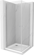 Mexen Pretoria Duo cabine de douche battante 80 x 80 cm, transparent, chromé + receveur plat - 852-080-080-01-02-4010