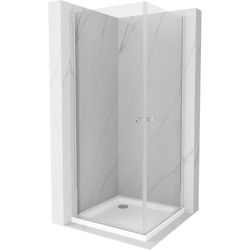 Mexen Pretoria Duo cabine de douche pivotante 90 x 90 cm, transparent, chrome + receveur plat - 852-090-090-01-02-4010