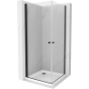Mexen Pretoria Duo paroi de douche pivotante 70 x 70 cm, transparent, noir + receveur plat - 852-070-070-70-02-4010B