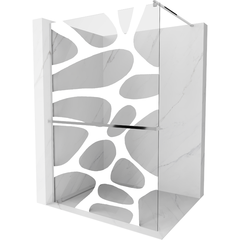 Mexen Kioto+ paroi de douche avec étagère Walk-in 70 x 200 cm, motif blanc, chrome - 800-070-121-01-97