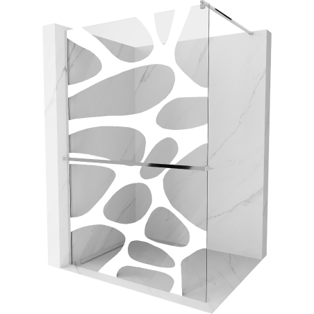 Mexen Kioto+ paroi de douche avec étagère Walk-in 70 x 200 cm, motif blanc, chrome - 800-070-121-01-97