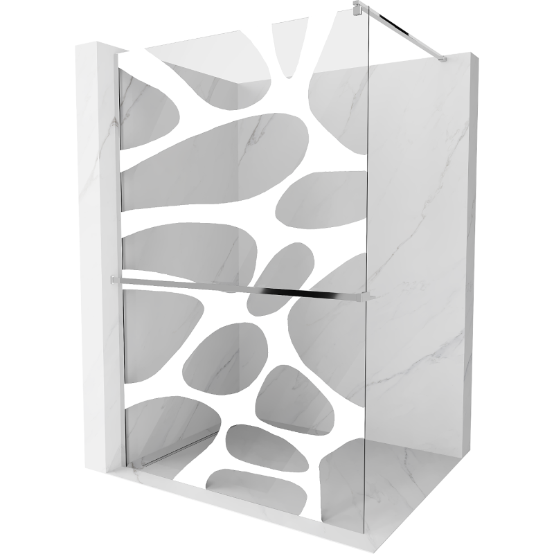 Mexen Kioto+ paroi de douche avec étagère Walk-in 100 x 200 cm, onde blanche, chrome - 800-100-121-01-97