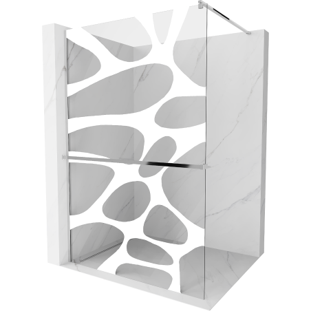 Mexen Kioto+ paroi de douche avec étagère Walk-in 100 x 200 cm, onde blanche, chrome - 800-100-121-01-97