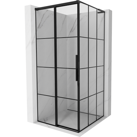 Mexen Rox L cabine de douche coulissante gauche 100 x 100 cm, grilles noires, noir - 8C2L-100-100-70-77-L