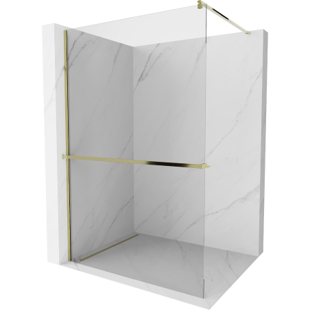 Mexen Kioto+ paroi de douche avec étagère Walk-in 90 x 200 cm, transparent, or - 800-090-121-50-00