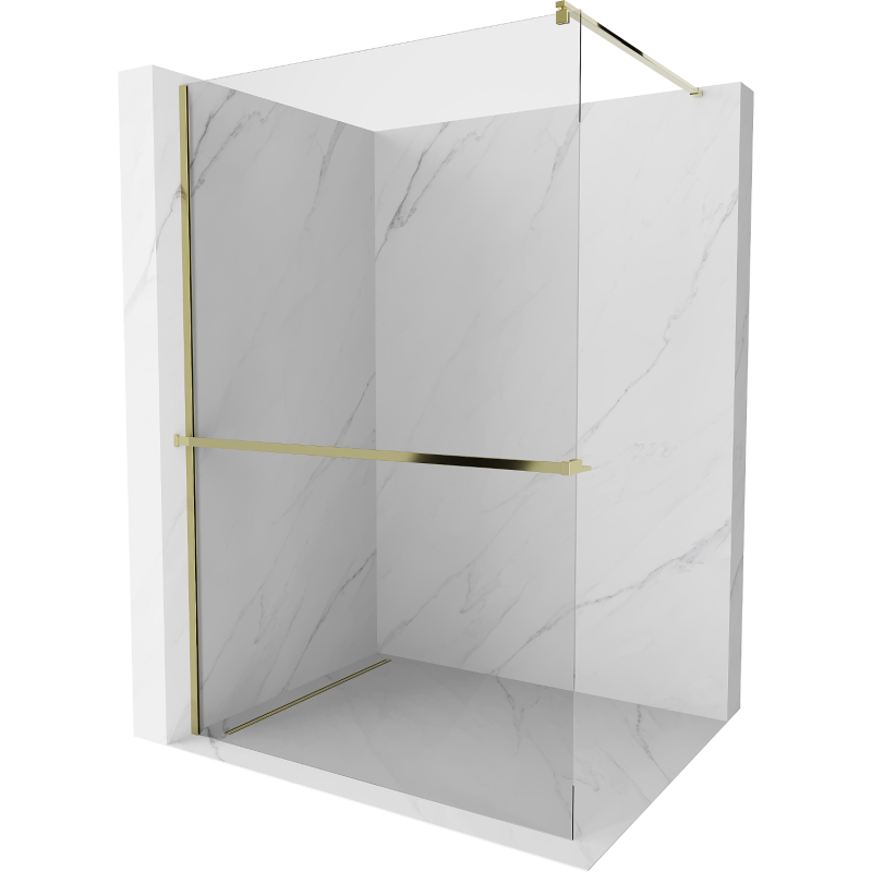 Mexen Kioto+ paroi de douche avec étagère Walk-in 100 x 200 cm, transparent, doré - 800-100-121-50-00
