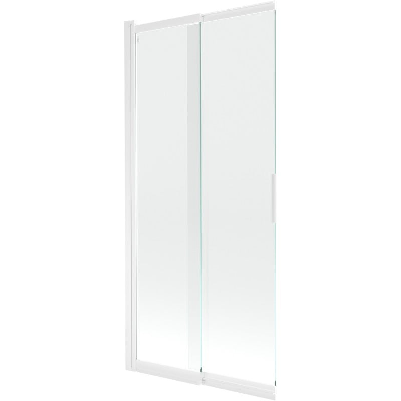 Mexen Fox paravent de baignoire coulissant à 2 volets 85 x 150 cm, transparent, blanc - 891-085-002-20-00