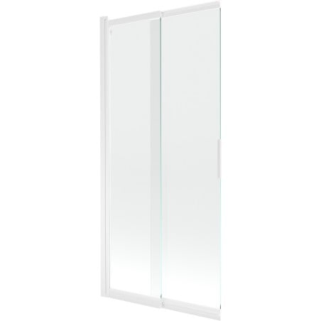 Mexen Fox paravent de baignoire coulissant à 2 volets 85 x 150 cm, transparent, blanc - 891-085-002-20-00