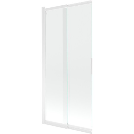 Mexen Fox paroi de baignoire à 2 volets coulissants 85 x 150 cm, transparent, blanc - 891-085-002-20-00