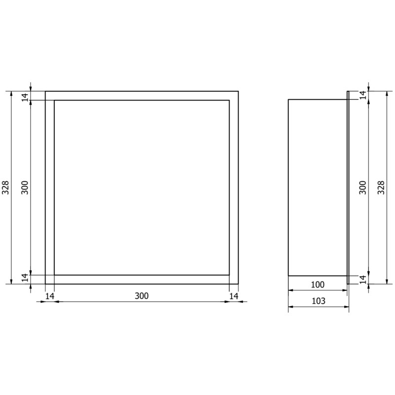 Mexen X-Wall-R étagère encastrée avec rebord 30 x 30 cm, cuivre brossé - 19C0303010