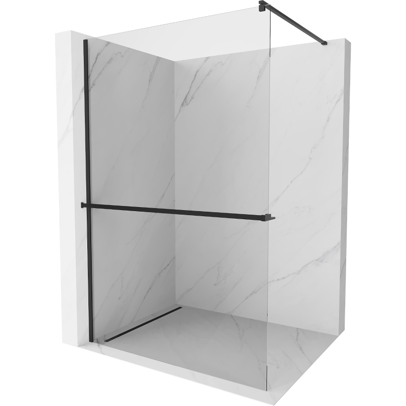 Mexen Kioto+ paroi de douche avec étagère Walk-in 120 x 200 cm, transparent, noire - 800-120-121-70-00