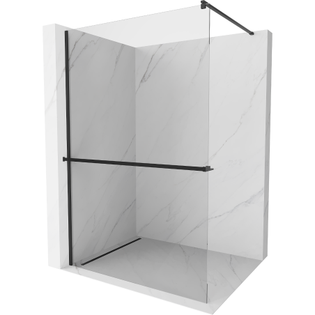 Mexen Kioto+ paroi de douche avec étagère Walk-in 120 x 200 cm, transparent, noire - 800-120-121-70-00