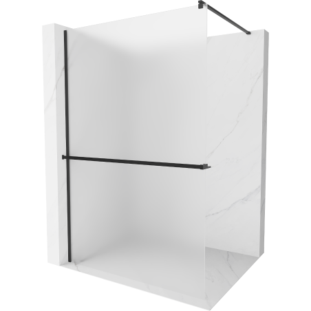 Mexen Kioto+ paroi de douche avec étagère Walk-in 70 x 200 cm, givrée, noire - 800-070-121-70-30