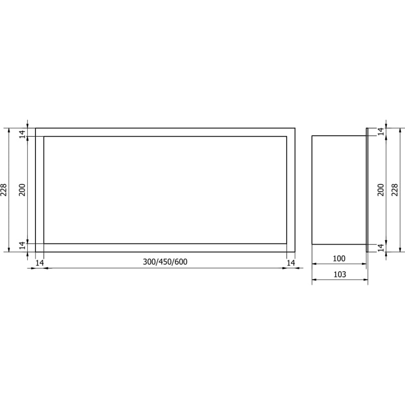 Mexen X-Wall-R étagère encastrée avec rebord 60 x 20 cm, cuivre brossé - 19C0602010