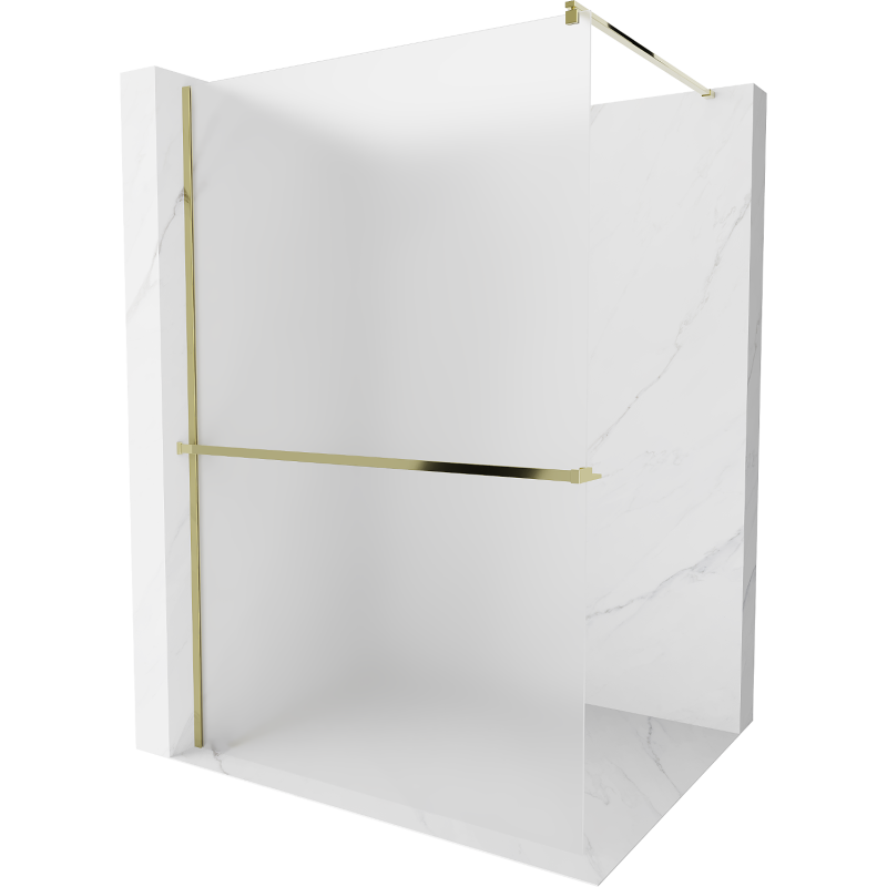 Mexen Kioto+ paroi de douche avec étagère Walk-in 90 x 200 cm, givre, dorée - 800-090-121-50-30