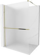 Mur de douche Mexen Kioto+ avec étagère Walk-in 100 x 200 cm, givré, doré - 800-100-121-50-30