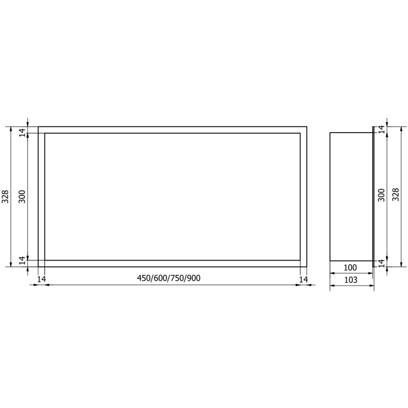 Mexen X-Wall-R étagère encastrée avec rebord 60 x 30 cm, gris pistolet brossé - 19E0603010