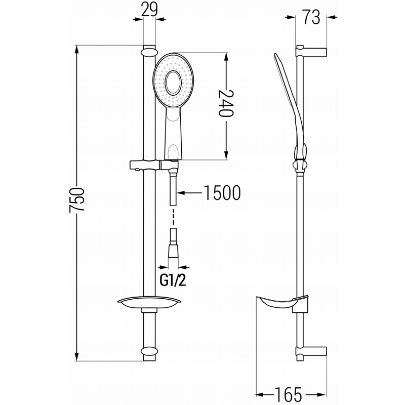 Mexen DB73 ensemble de douche coulissant, noir - 785734584-70