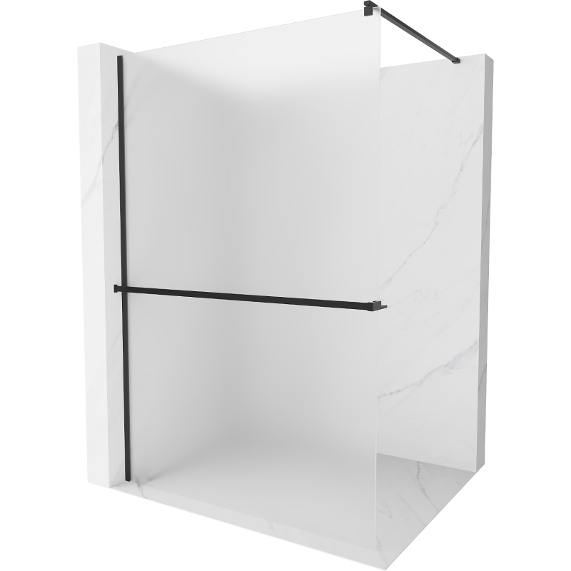Mexen Kioto+ paroi de douche avec étagère Walk-in 120 x 200 cm, givrée, noire - 800-120-121-70-30