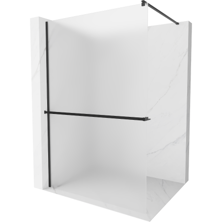 Mexen Kioto+ paroi de douche avec étagère Walk-in 120 x 200 cm, givrée, noire - 800-120-121-70-30