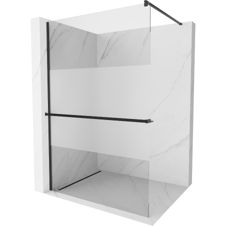Mexen Kioto+ paroi de douche avec étagère Walk-in 70 x 200 cm, transparent/verre givré, noir - 800-070-121-70-35