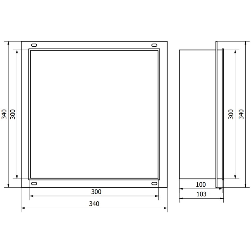 Mexen X-Wall-NR étagère encastrée sans collerette 30 x 30 cm, gris métallisé brossé - 19E1303010