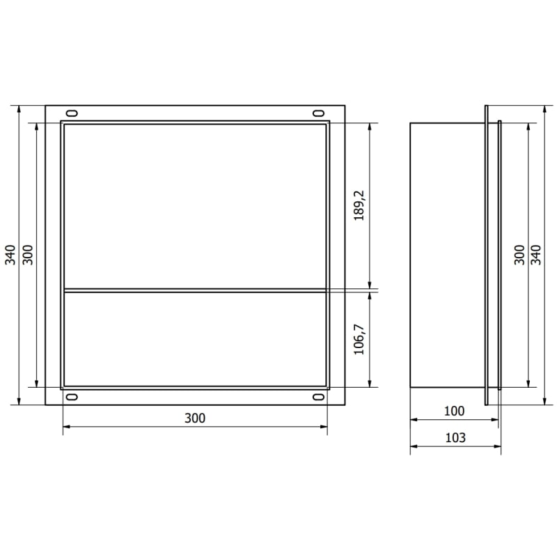 Mexen X-Wall-NR étagère encastrable sans bride avec tablette 30 x 30 cm, cuivre brossé - 19C1303010S