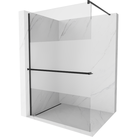 Mexen Kioto+ paroi de douche avec étagère Walk-in 120 x 200 cm, transparent/givre, noir - 800-120-121-70-35