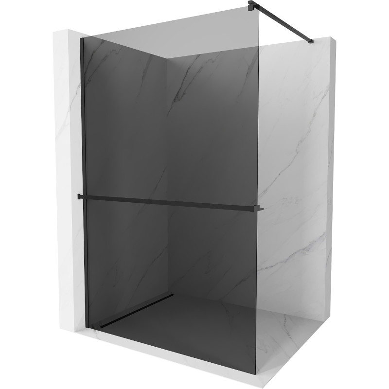 Mexen Kioto+ paroi de douche avec étagère Walk-in 110 x 200 cm, graphite, noire - 800-110-121-70-40