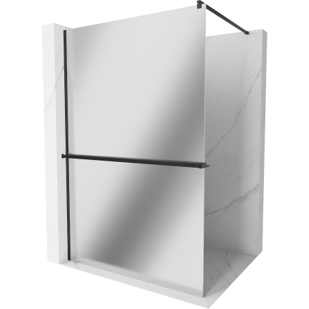 Paroi de douche Mexen Kioto+ avec étagère Walk-in 80 x 200 cm, miroir, noir - 800-080-121-70-50