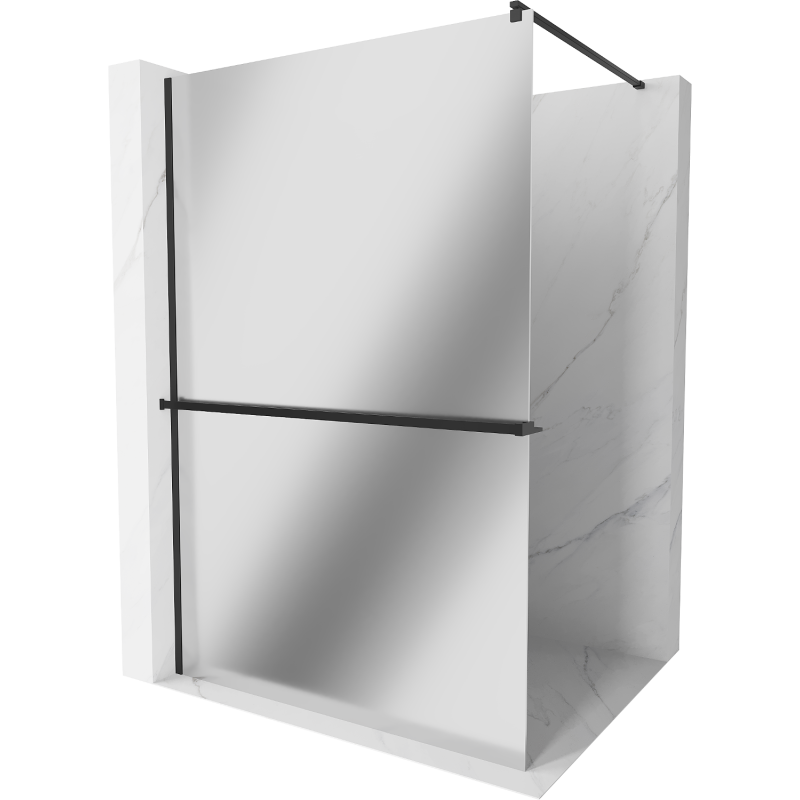 Mexen Kioto+ paroi de douche avec étagère Walk-in 90 x 200 cm, miroir, noir - 800-090-121-70-50
