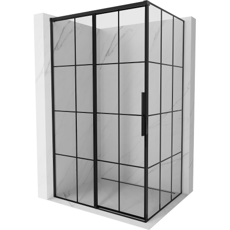 Mexen Rox cabine de douche coulissante gauche 125 x 70 cm, grille noire, noir - 8C2-125-070-70-77-L