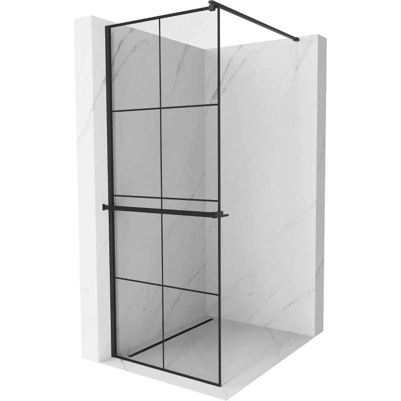 Mexen Kioto+ cloison de douche avec étagère Walk-in 70 x 200 cm, grille noire, noir - 800-070-121-70-77