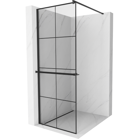 Mexen Kioto+ paroi de douche avec étagère Walk-in 80 x 200 cm, grille noire, noir - 800-080-121-70-77