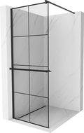 Mexen Kioto+ paroi de douche avec étagère Walk-in 90 x 200 cm, motif grille noire, noir - 800-090-121-70-77