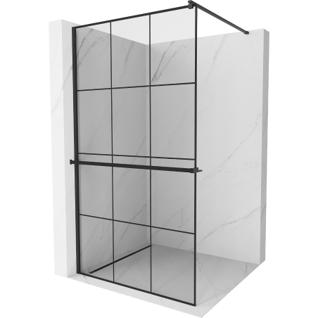 Paroi de douche Mexen Kioto+ avec étagère Walk-in 100 x 200 cm, motif noir, noir - 800-100-121-70-77