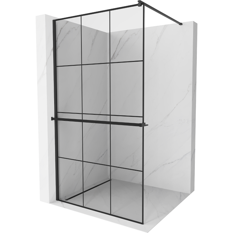 Mexen Kioto+ paroi de douche avec étagère Walk-in 110 x 200 cm, grille noire, noire - 800-110-121-70-77