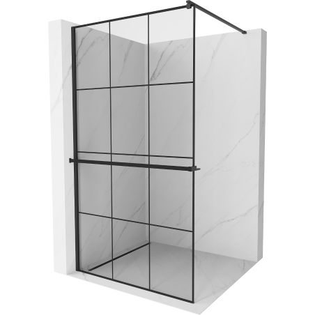 Mexen Kioto+ paroi de douche avec étagère Walk-in 110 x 200 cm, grille noire, noire - 800-110-121-70-77