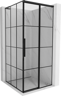 Cabine de douche Mexen Rox L coulissante droite 90 x 90 cm, grille noire, noir - 8C2L-090-090-70-77-P